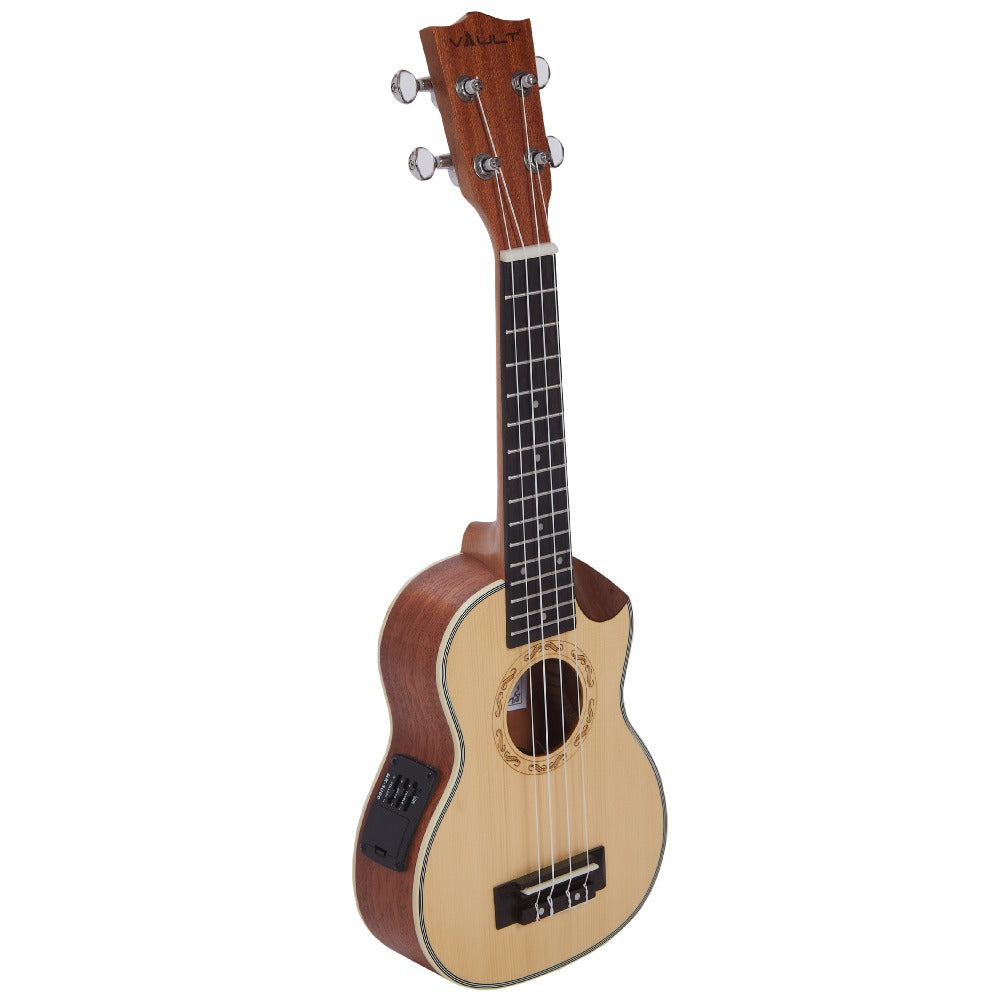 Vault Soprano Ukuleles Vault UK-1000SC 21-Inch Solid Spruce Top Premium Semi Cutaway Soprano Ukulele#type_ electroacoustic