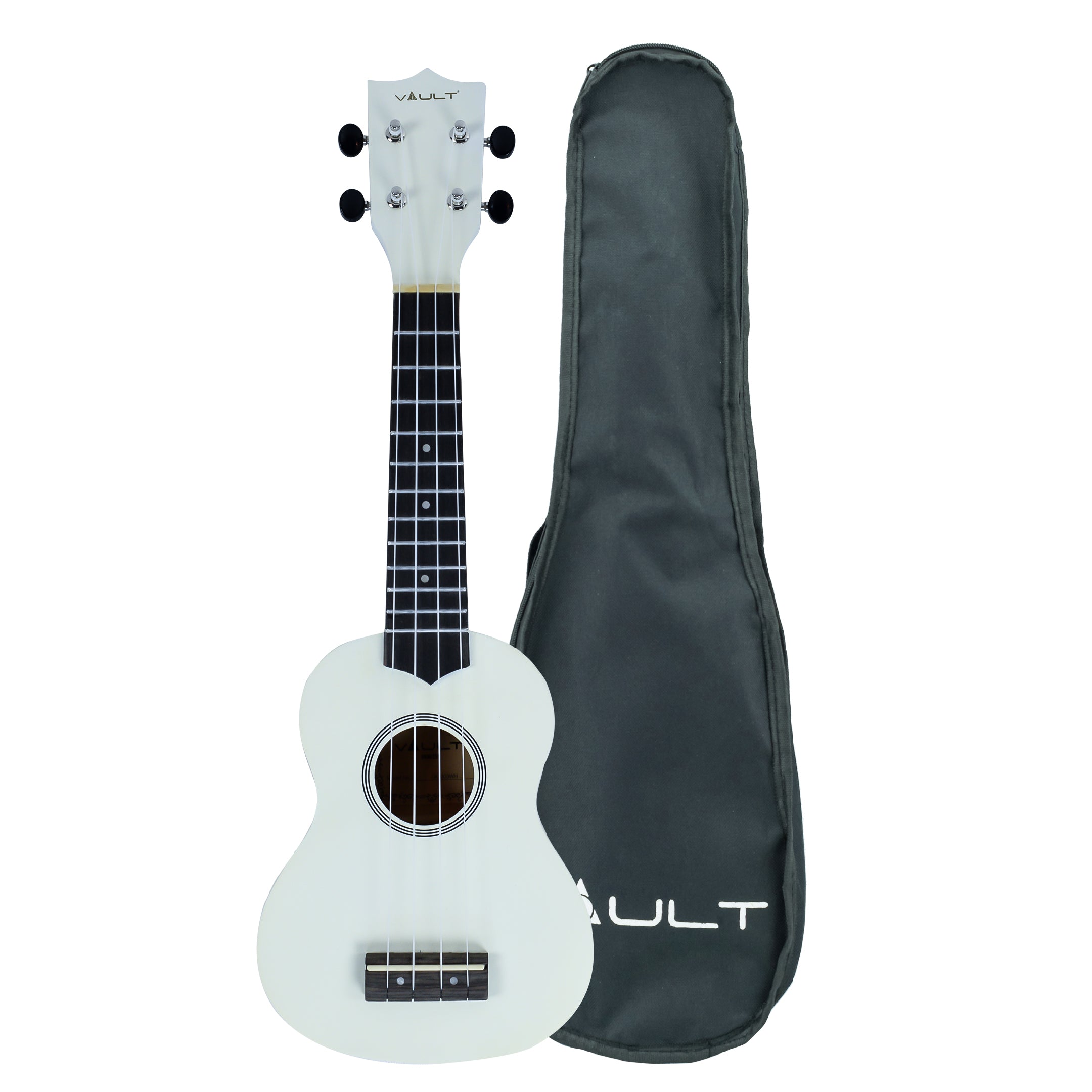Vault Soprano Ukuleles White Glossy Vault UK-003 Soprano Colourful Ukulele 21 inch With Gig Bag