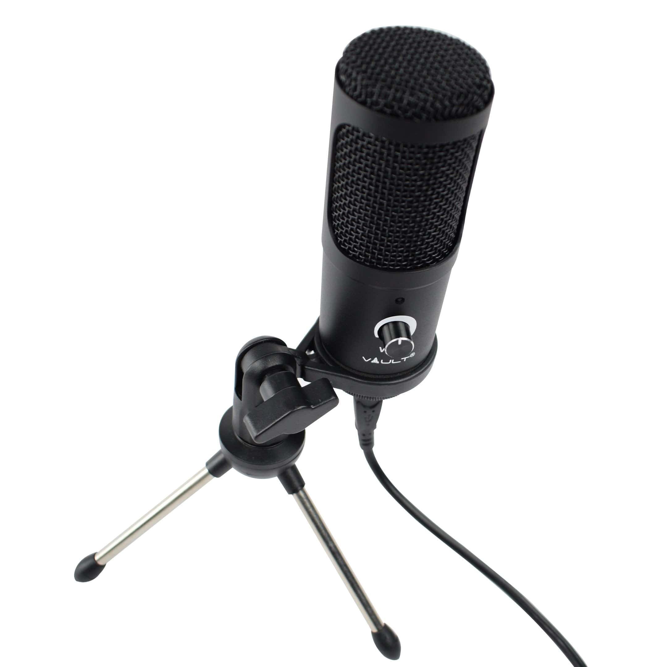 vault usb microphones vault ucm usb condenser podcast microphone kit - high-performance studio condenser usb microphone with tripod stand, volume for youtube, videos, singing, recording, gaming, podcasting, speech, conference, meeting, etc. - open box