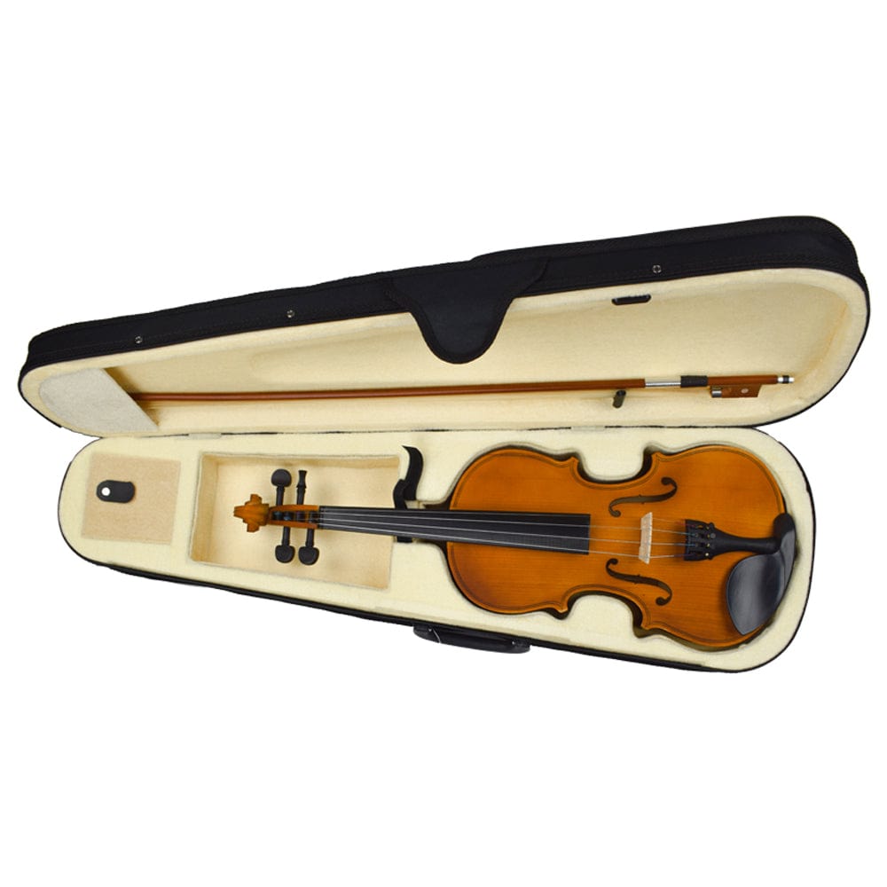 vault violins natural vault enorm solid spruce top 4/4 violin with bow, rosin & case (outfit)
