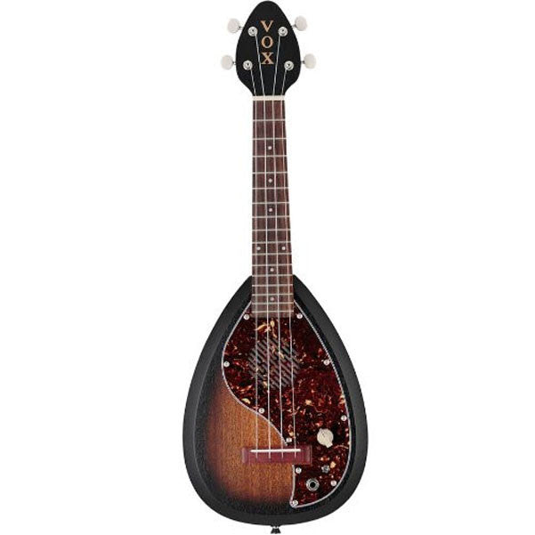 vox concert ukuleles vox ukelectric veu-33c black burst electric ukulele w built in amp and speaker