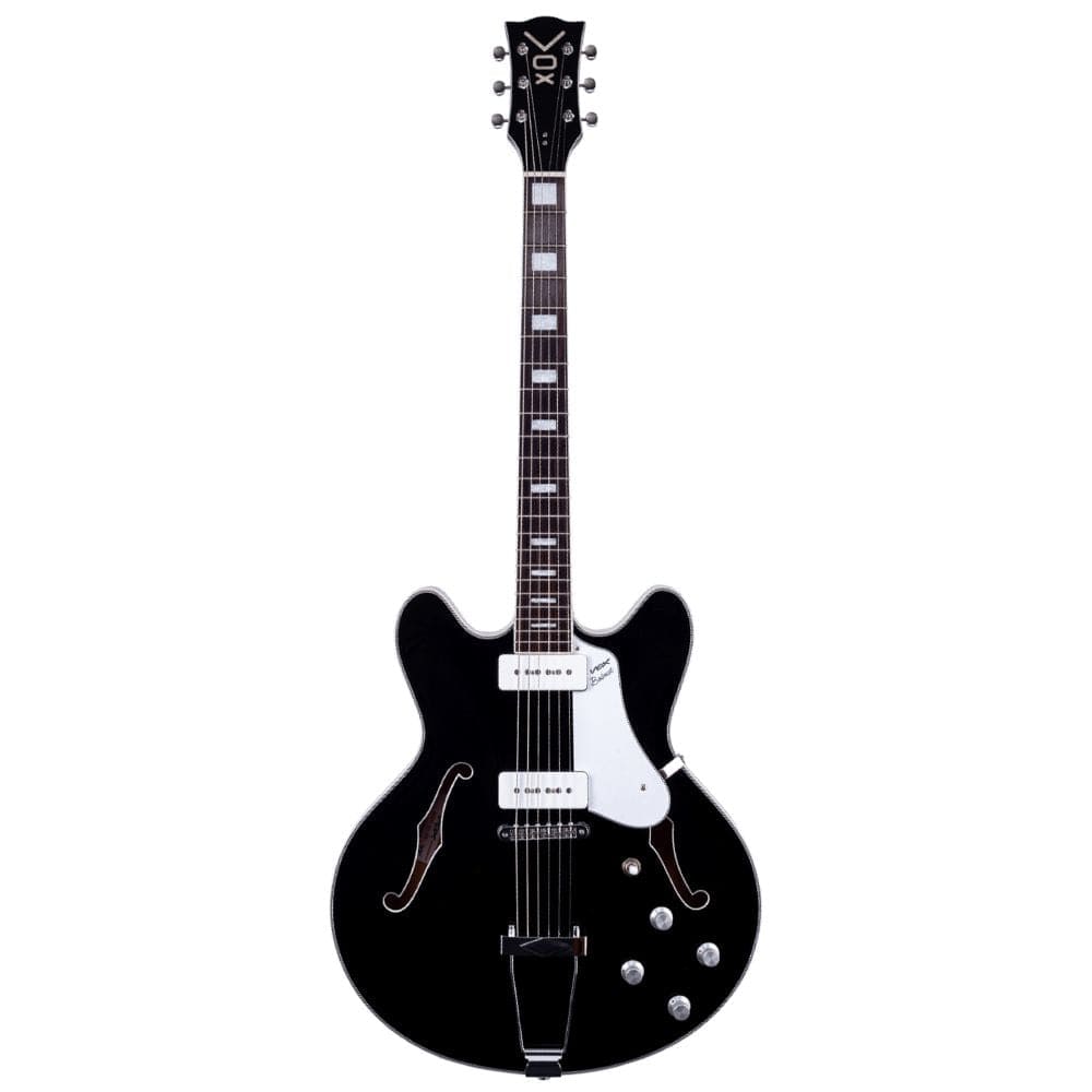 vox electric guitars black vox bobcat v90 semi-hollow 6 string electric guitar