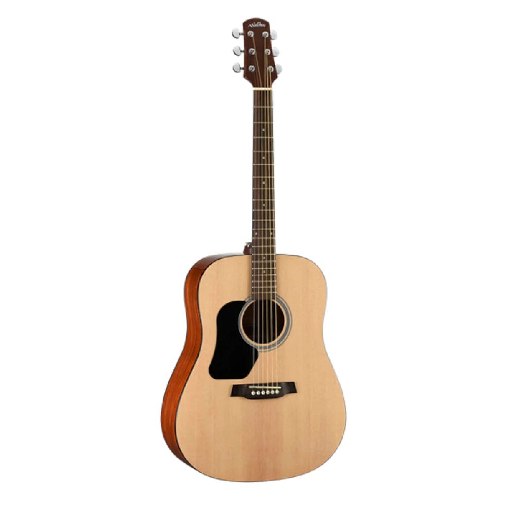 walden acoustic guitars natural walden d350l/w dreadnought left handed acoustic guitar with gig bag #color_natural