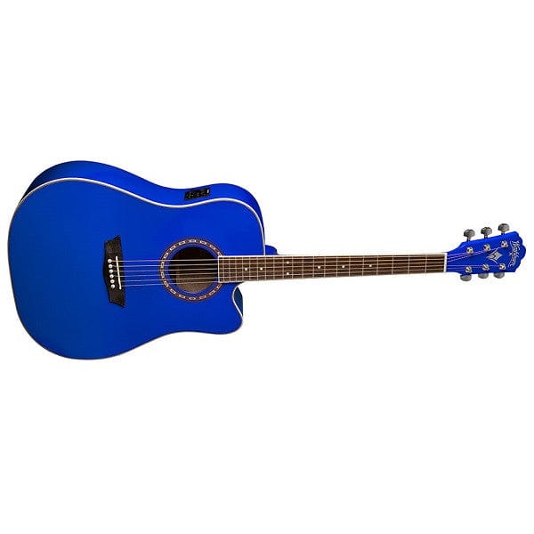 Washburn Acoustic Guitars Blue Washburn WD10CEB/BL/R Apprentice Series Acoustic Guitar #color_blue