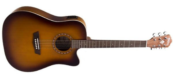 washburn electro acoustic guitars washburn wd7sce-atb dreadnought electro-acoustic antique tobacco sunburst