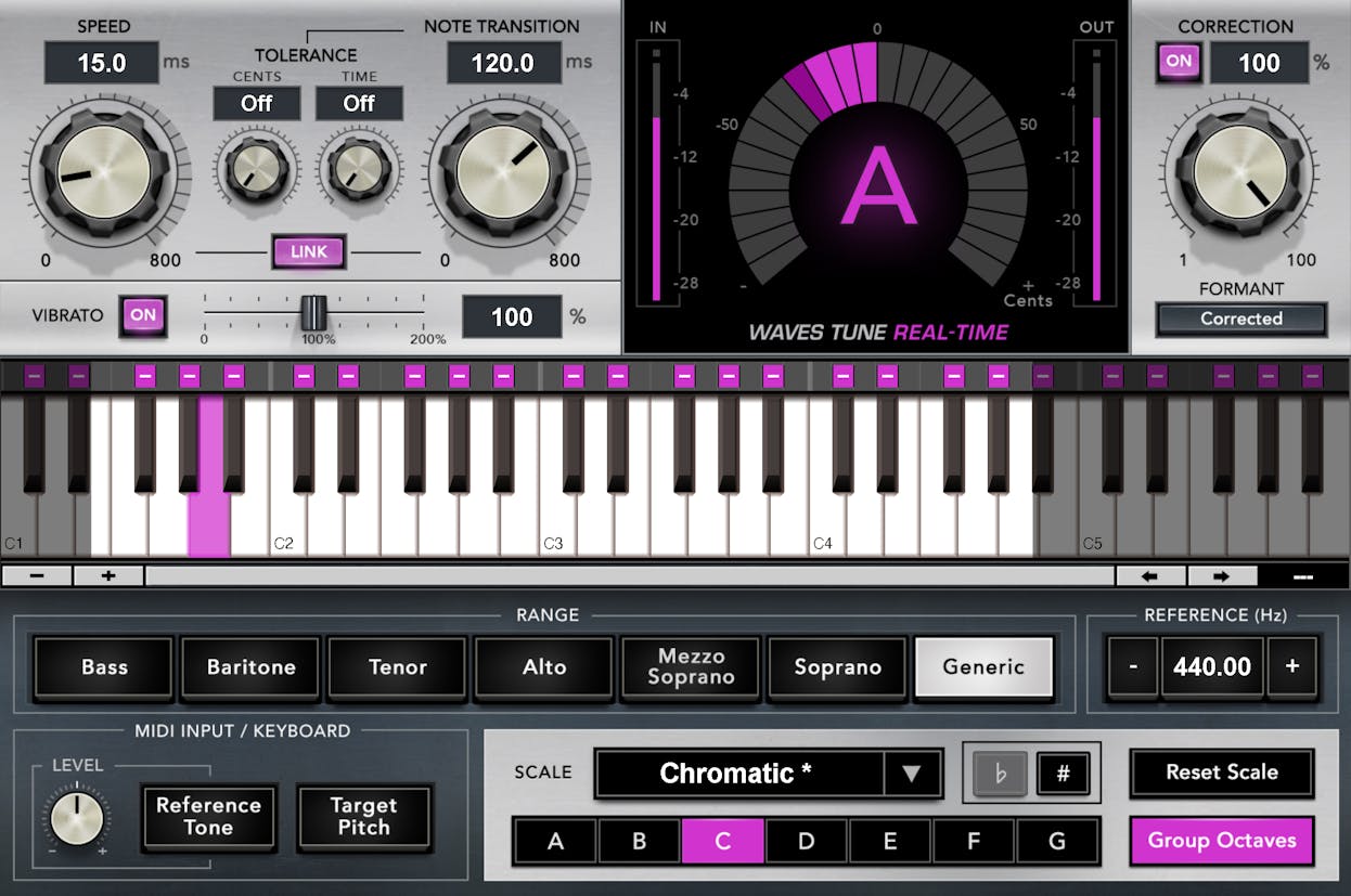WAVES Virtual Processors Waves Real Tune Real-Time: Real-Time Pitch Correction Plugin