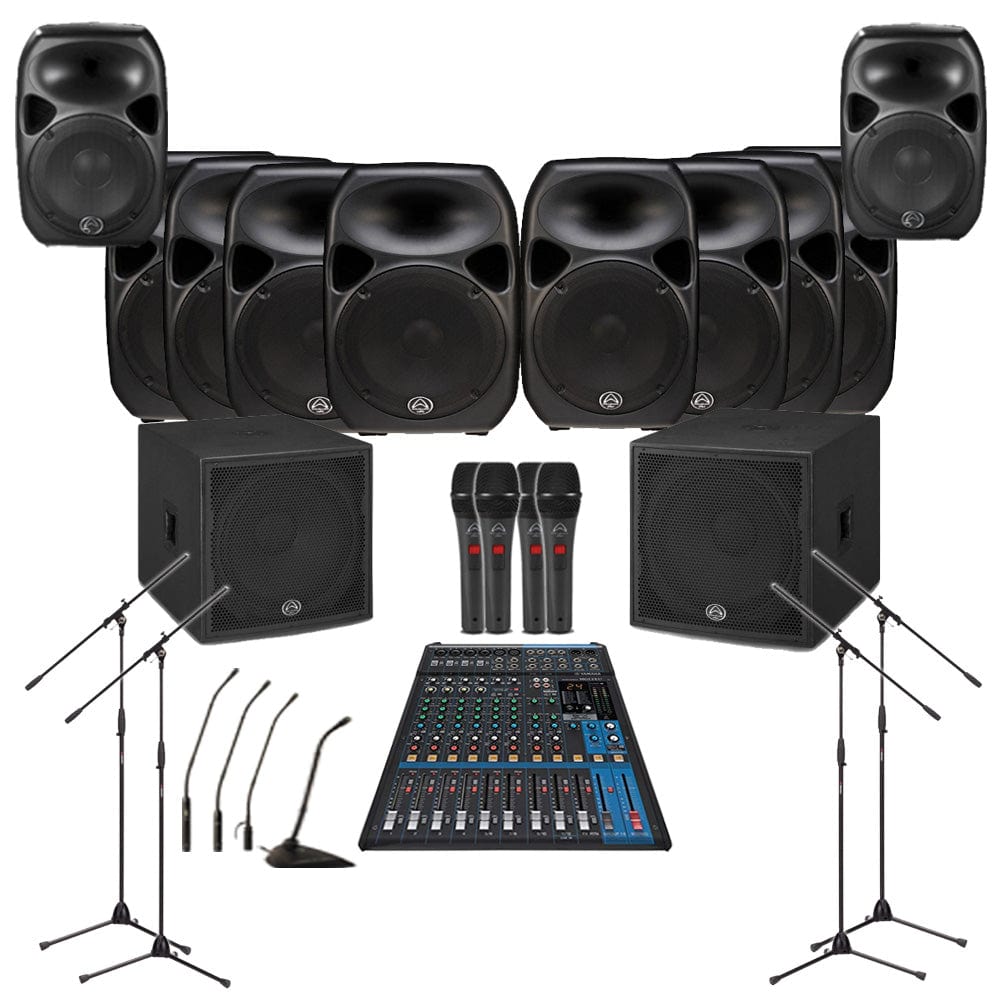 wharfedale pro mosque sound system mosque sound system 8xwharfedale pro 15d wall mount loudspeakers, 2xsubwoofer, monitor, mics, stands & mixer