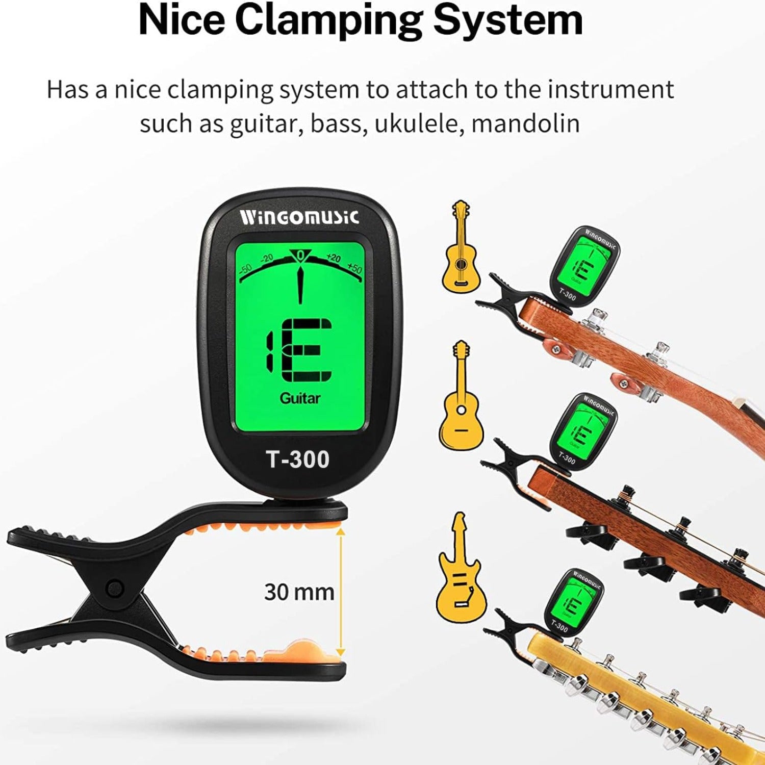Wingo Tuners Black Wingo T-300 Guitar Tuner