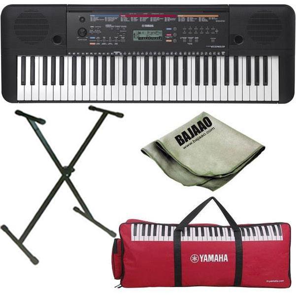 yamaha keyboard bundles yamaha psr-e263 61-key portable keyboard with stand, polishing cloth and gig bag