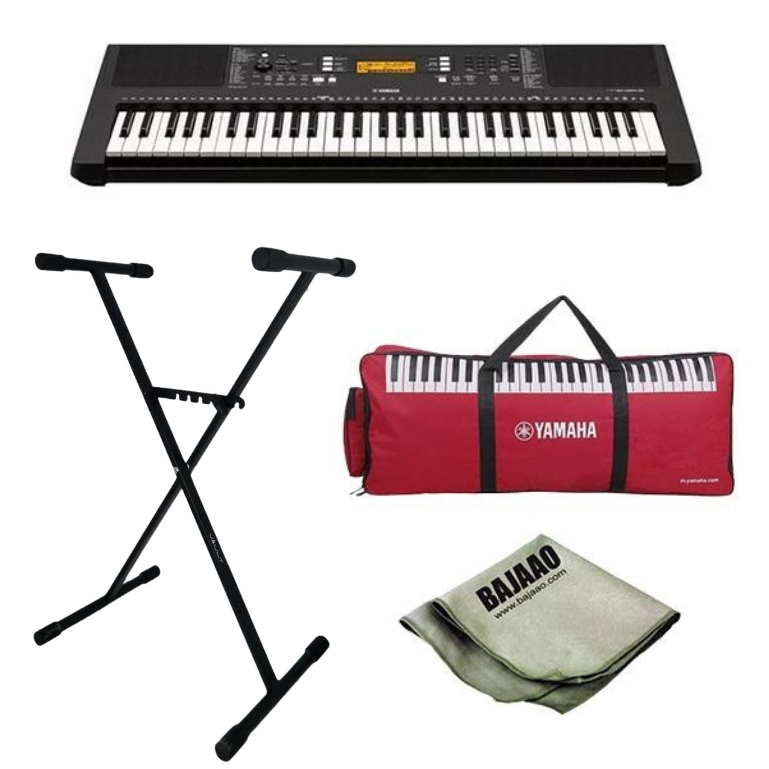 Yamaha Keyboard Bundles Yamaha PSR-E363 61-Key Touch Sensitive Portable Keyboard with Stand, Polishing Cloth and Gig Bag