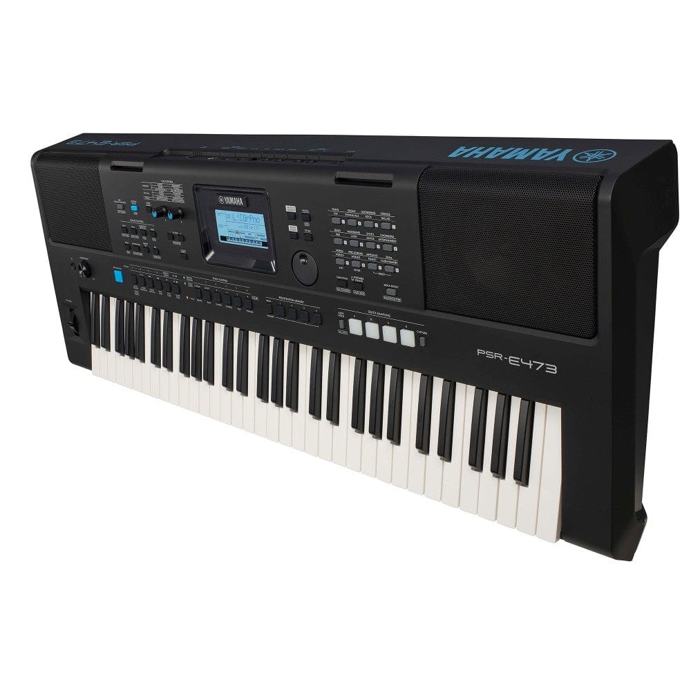 yamaha keyboard bundles yamaha psr-e473 61-key touch-sensitive portable keyboard with polishing cloth, dust cover, online lessons & ebook