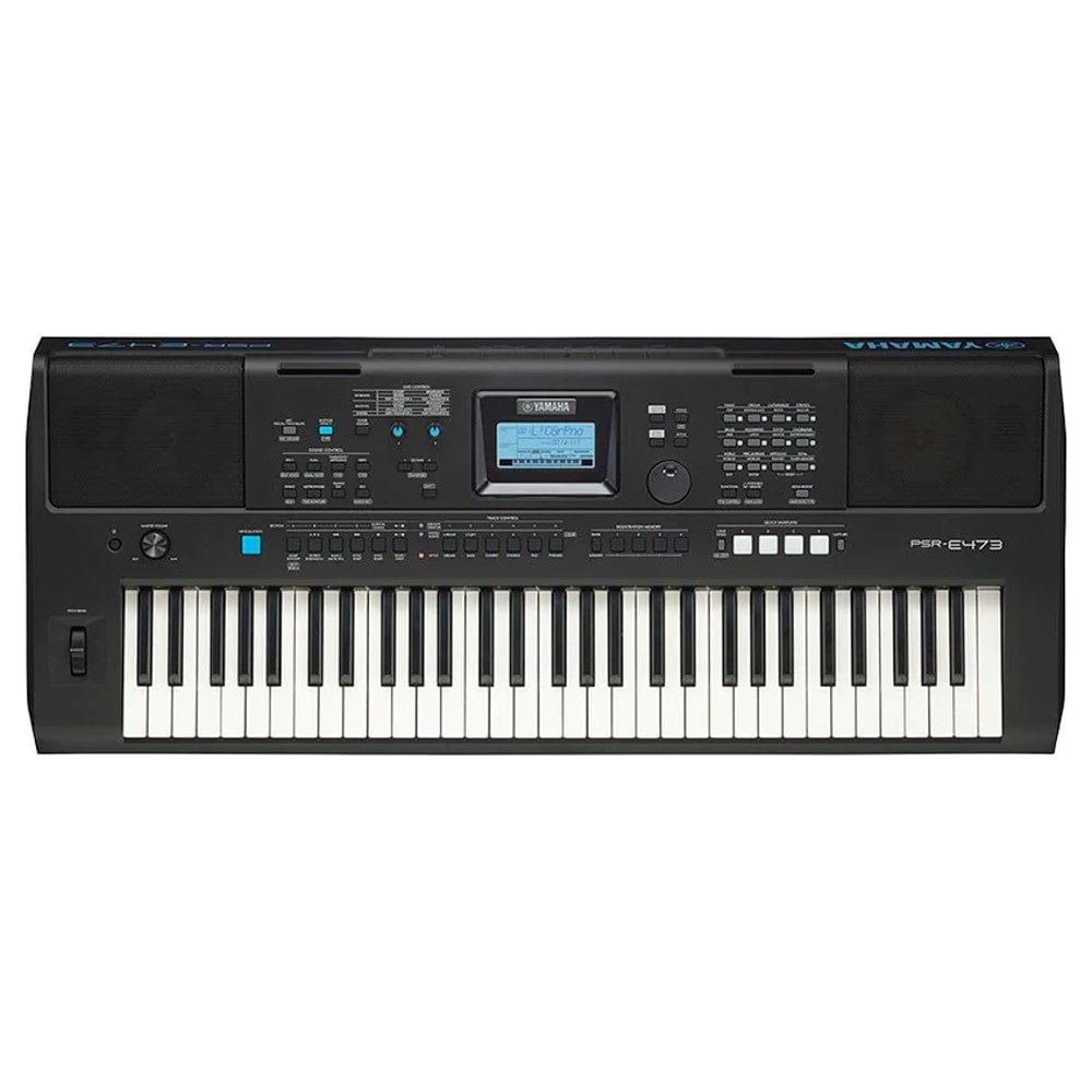 yamaha keyboard bundles yamaha psr-e473 61-key touch-sensitive portable keyboard with polishing cloth, dust cover, online lessons & ebook
