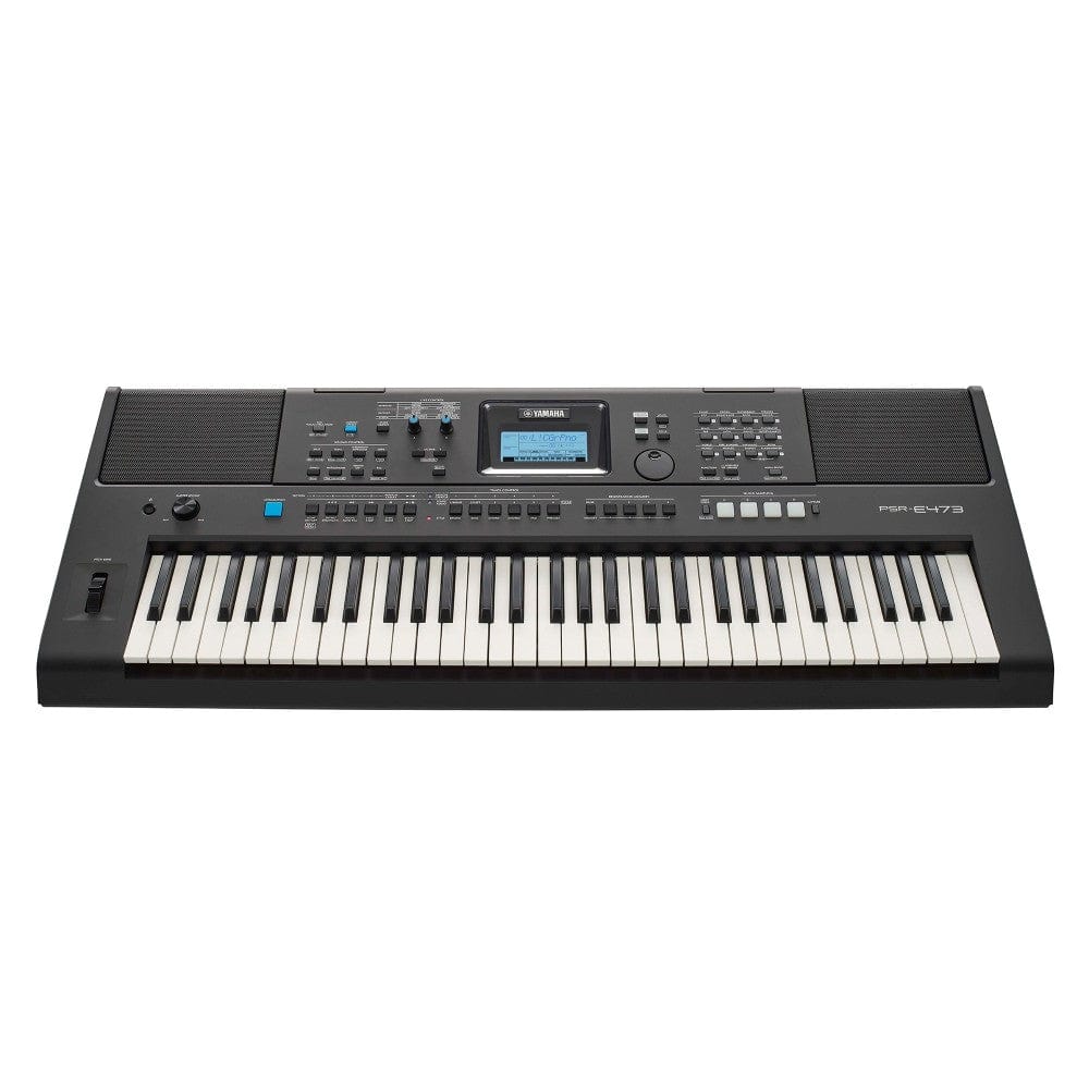 yamaha keyboard bundles yamaha psr-e473 61-key touch-sensitive portable keyboard with polishing cloth, dust cover, online lessons & ebook