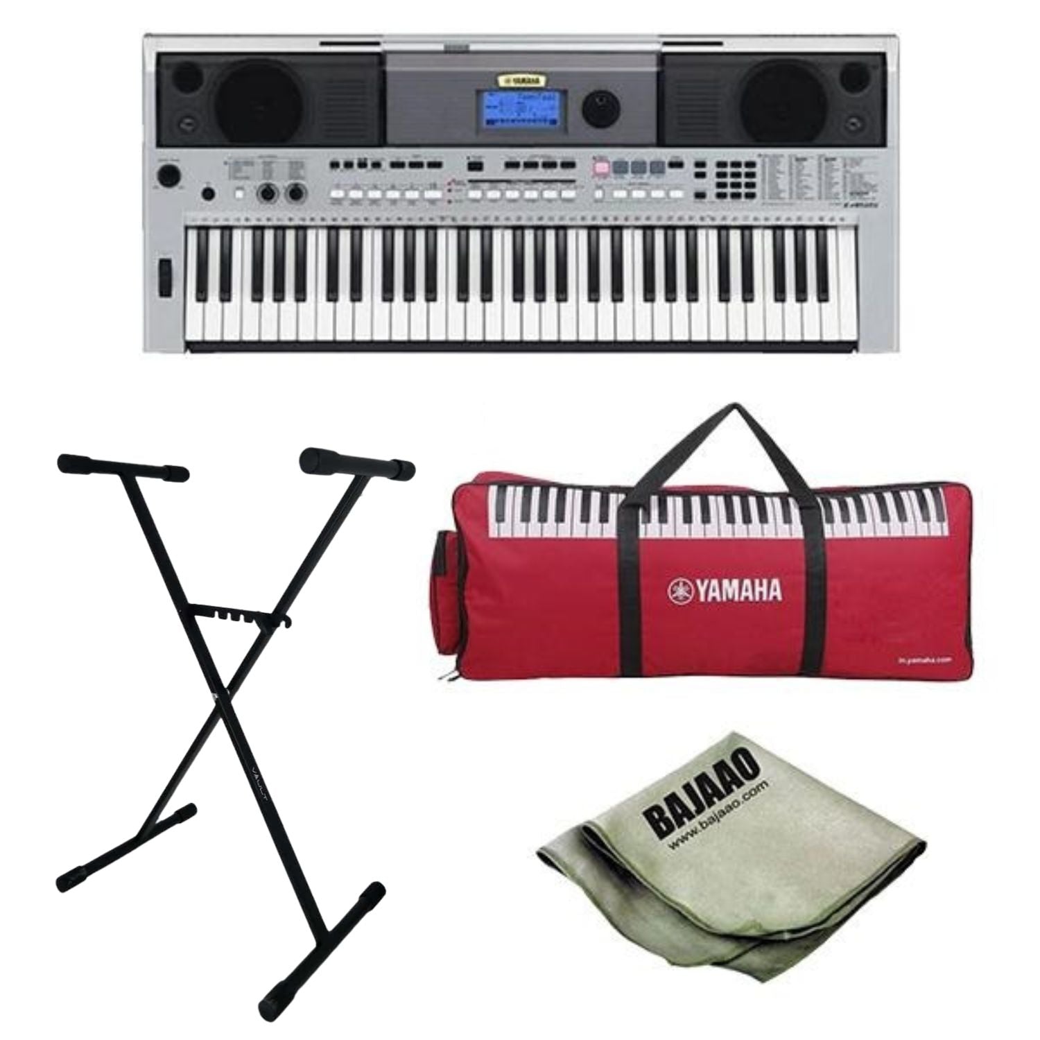 Yamaha Keyboard Bundles Yamaha PSR-I455 Portable Keyboard with Stand, Polishing Cloth and Gigbag