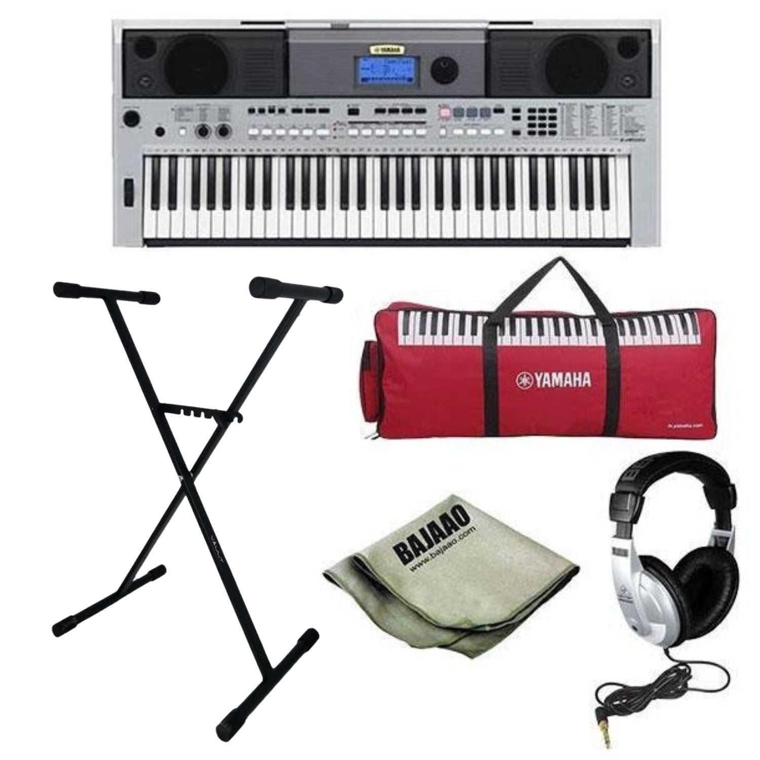 Yamaha Keyboard Bundles Yamaha PSR-I455 Portable Keyboard with Stand, Polishing Cloth and Headphones