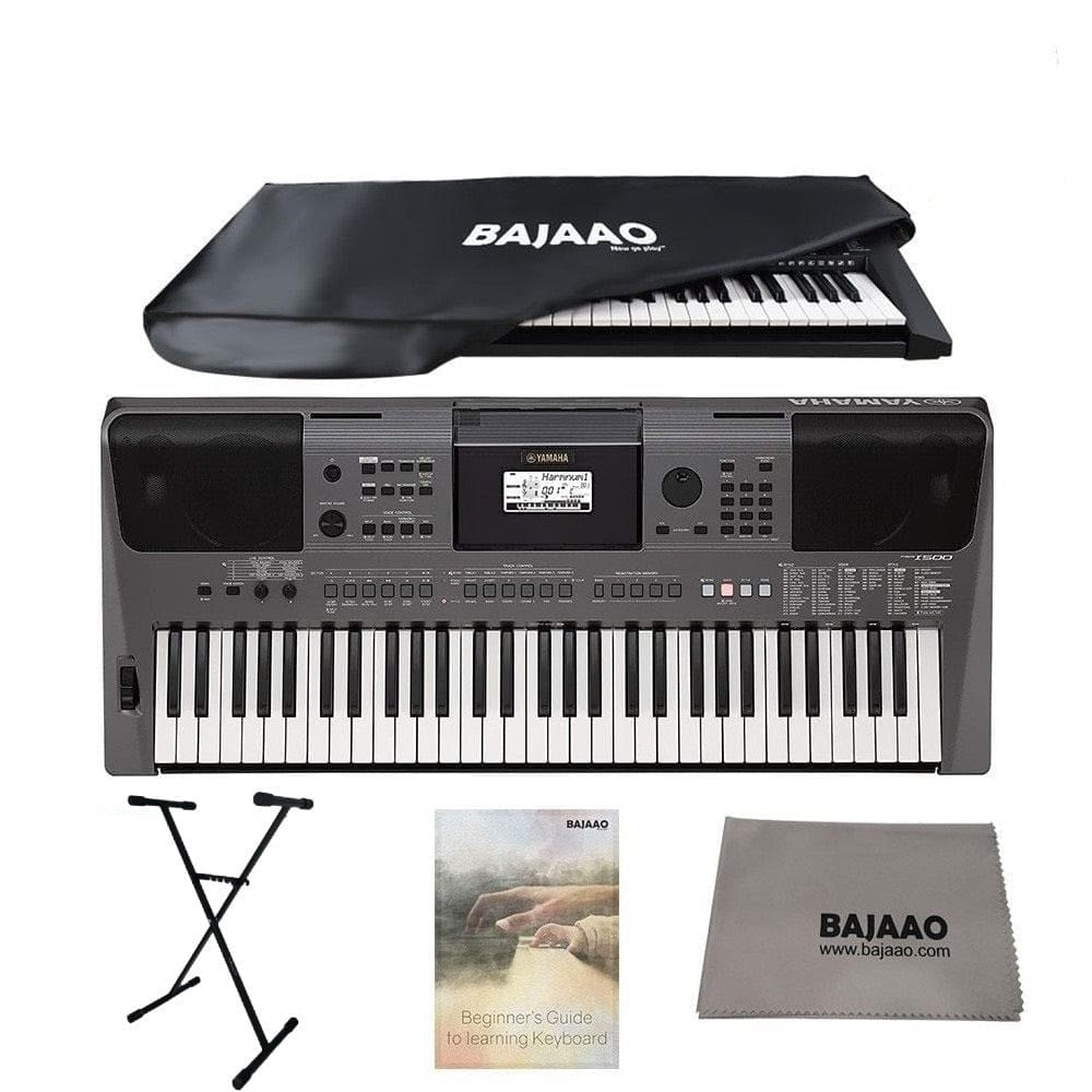 Yamaha Keyboard Bundles Yamaha PSR I500 61-Key Portable Keyboard with Polishing Cloth, Dust Cover, Online Lessons, Stand & Ebook