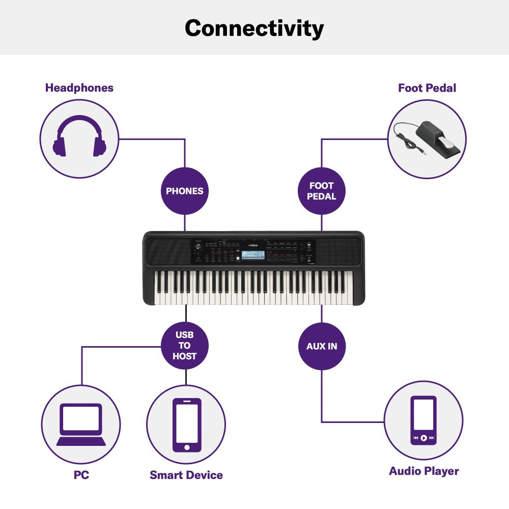 Yamaha Portable Keyboards Yamaha PSR-E383 61 Keys Portable Keyboard with Adaptor