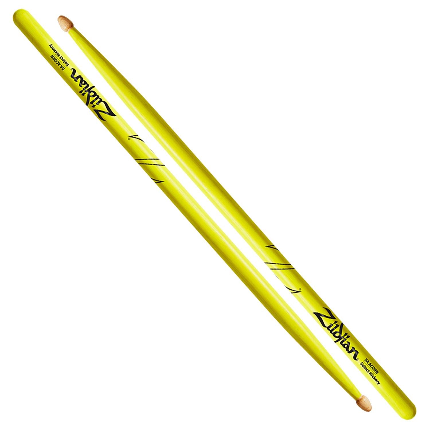 Zildjian Drumsticks ZILDJIAN Z5A Acorn Neon Yellow Drumsticks - 5A