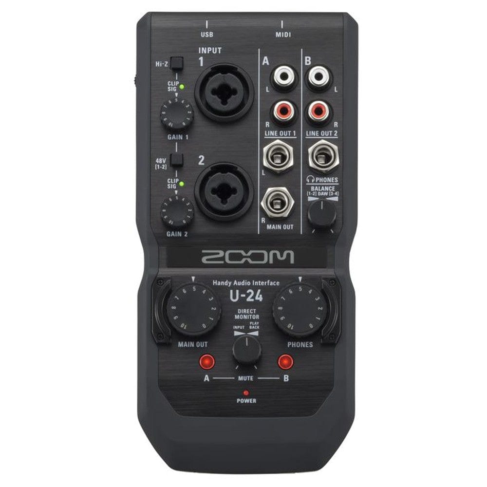 zoom audio interfaces zoom u-24 handy audio interface - black