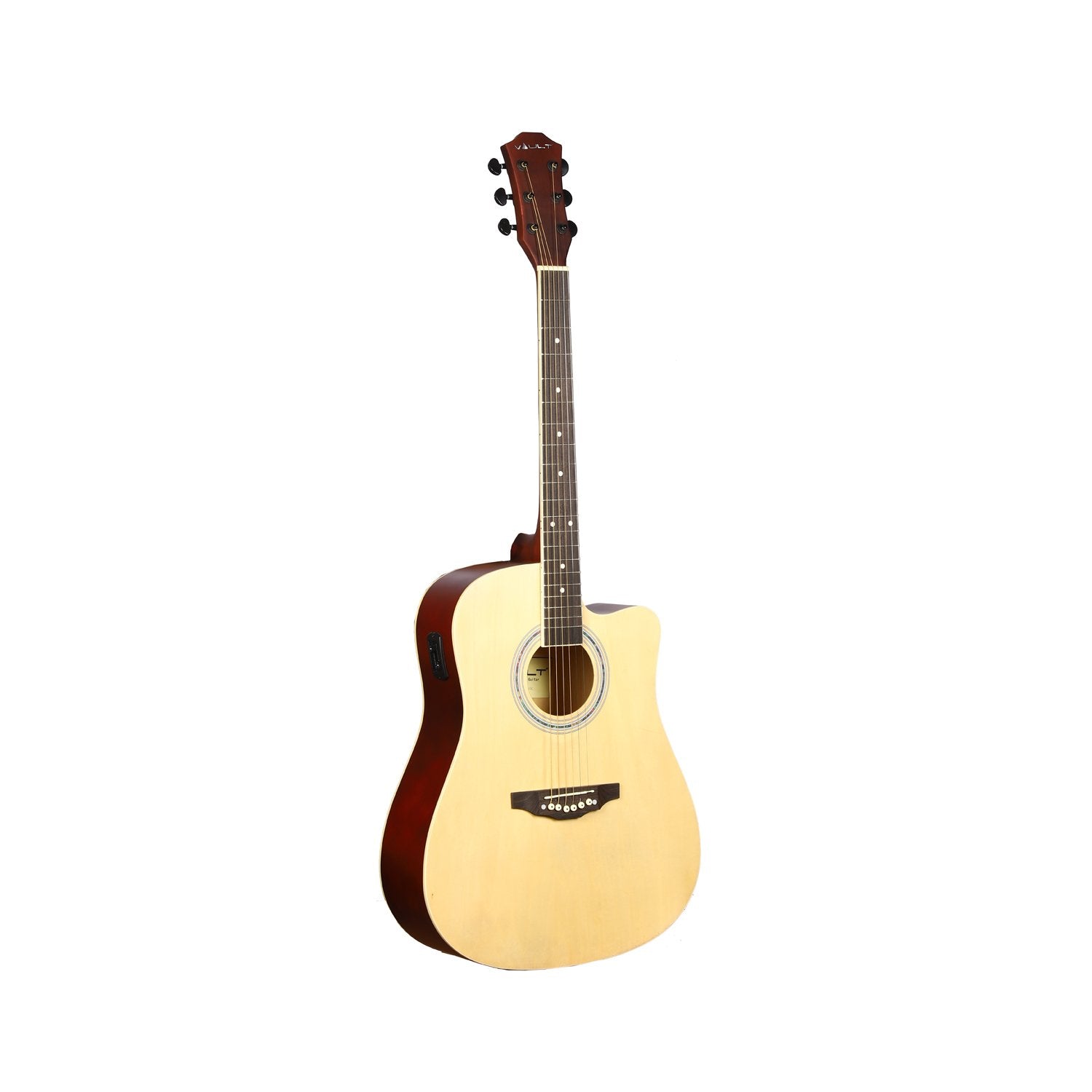 Vault Electro Acoustic Guitars Vault ED-10CE 41 inch Cutaway Electro Acoustic Guitar with Bag, Strings, Straps, Picks, Stringwinder & Polishing Cloth