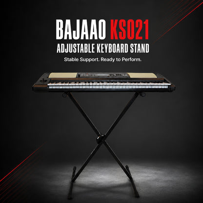 Bajaao KS021 Heavy-Duty Steel X-Style Adjustable Keyboard Stand with Multi-Position Locking System