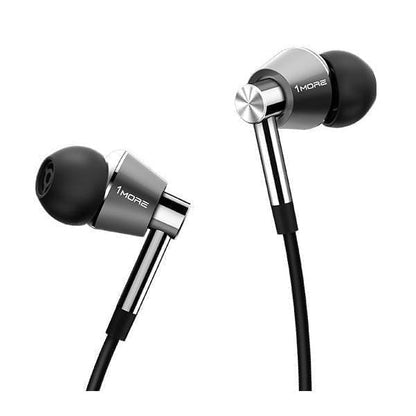 1more earphones silver 1more triple driver earphones with microphone      