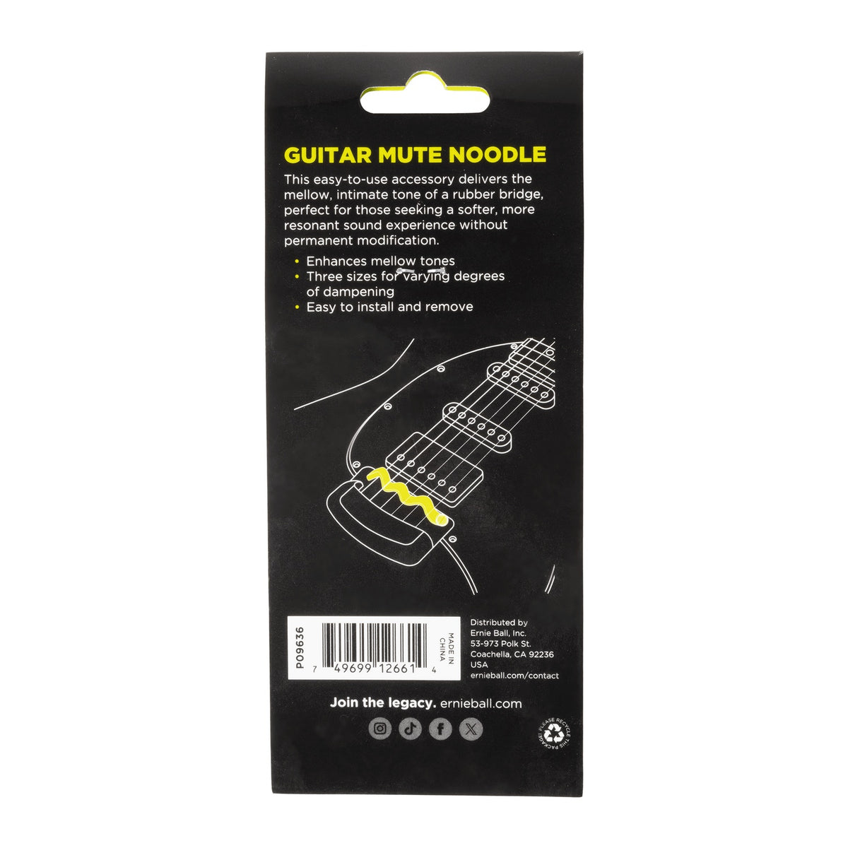 Ernie Ball Mute Noodle Rubber Bridge Tone Guitar Mute