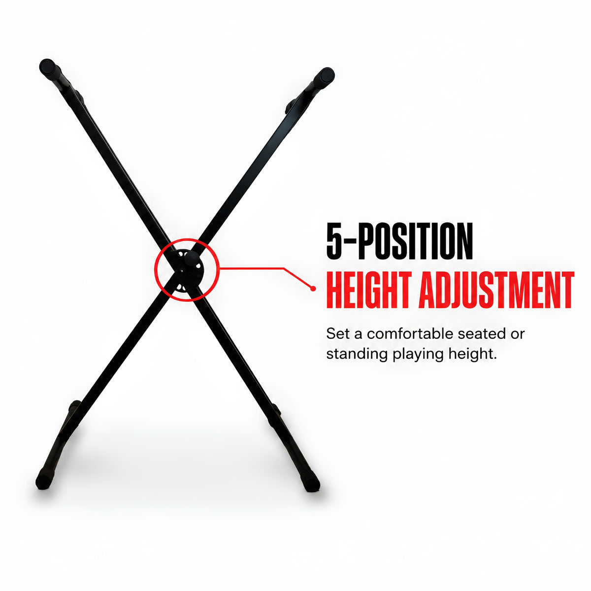 Bajaao KS021 Heavy-Duty Steel X-Style Adjustable Keyboard Stand with Multi-Position Locking System