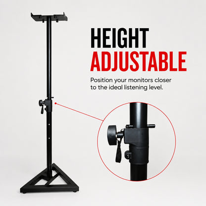 Bajaao SS045 Heavy-Duty Adjustable Studio Monitor Speaker Stand with Steel Construction, Triangular Base & Slide-Adjustable Top Plate