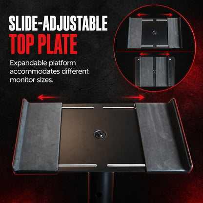 Bajaao SS045 Heavy-Duty Adjustable Studio Monitor Speaker Stand with Steel Construction, Triangular Base & Slide-Adjustable Top Plate