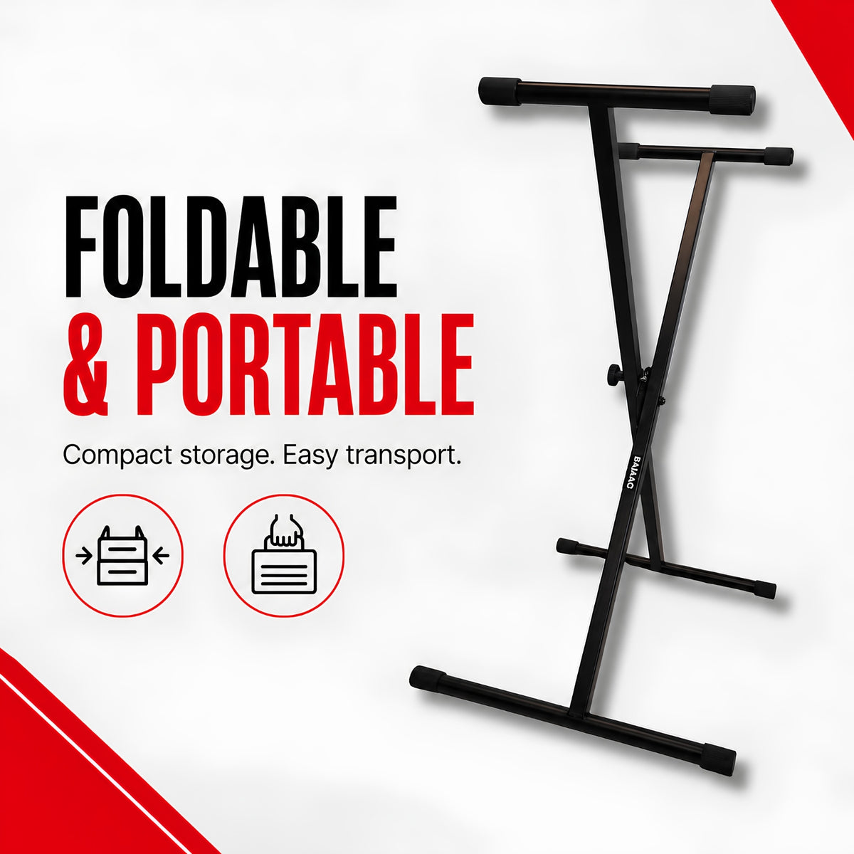 Bajaao KS021 Heavy-Duty Steel X-Style Adjustable Keyboard Stand with Multi-Position Locking System