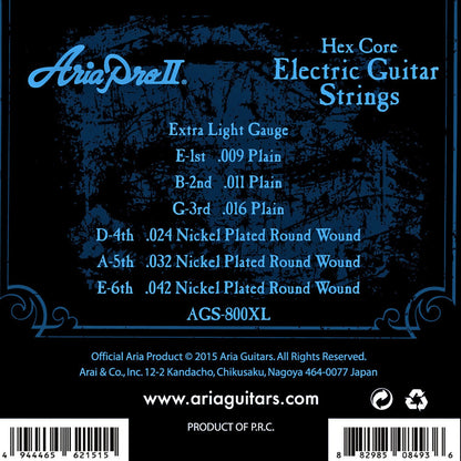 Aria AGS-800 Nickel Plated Round Wound Electric Guitar String