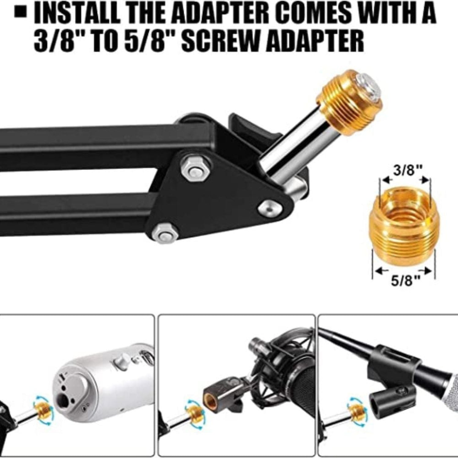 audio array microphone accessories audio array aa-06 microphone boom arm with adjustable suspension scissor arm stand, microphone stand, pop filter