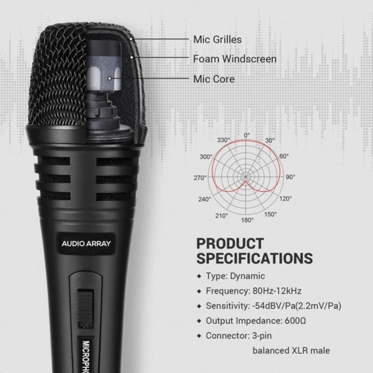 Audio Array AM-C3 XLR Unidirectional Handheld Vocal Dynamic Microphone