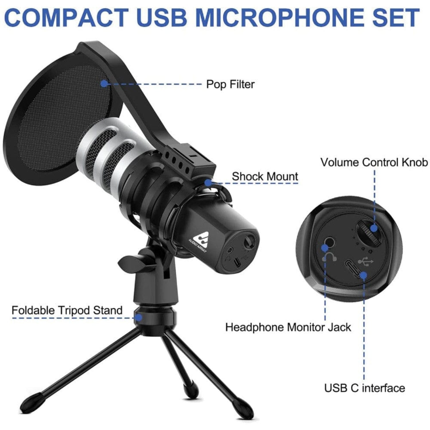 Audio Array Condenser Microphones Audio Array AM-C4 USB Plug & Play Condenser Microphone Kit