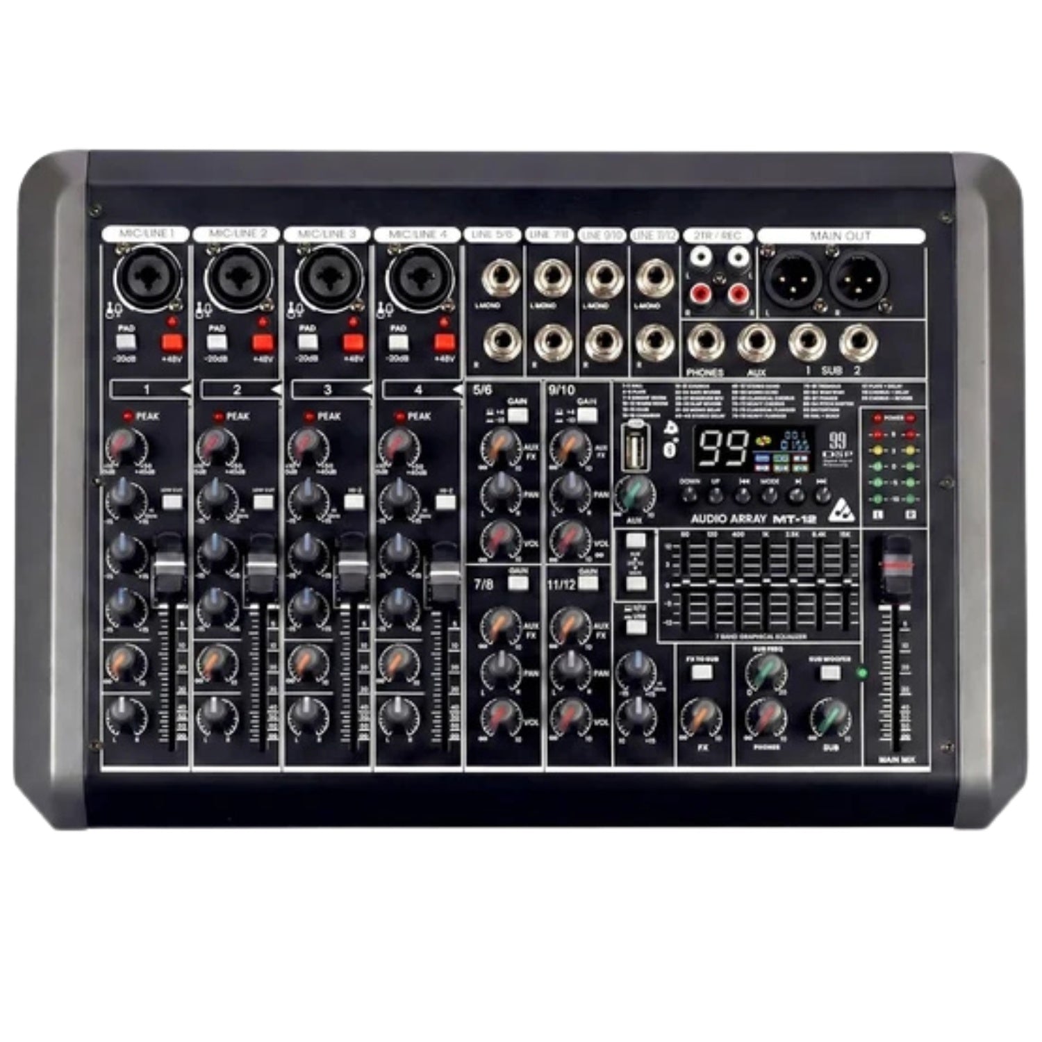 Audio Array MT-12 12 Analog+2 Digital Channel Hybrid Analog+USB Mixer