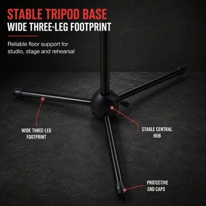 BAJAAO MS090 Adjustable Tripod Boom Microphone Stand with Height & Boom Angle Adjustment – Black
