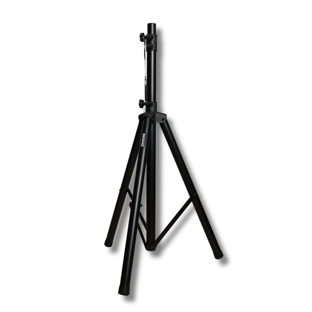 Bajaao SS019 Heavy-Duty Adjustable Tripod Speaker Stand with Safety Locking Pin & Foldable Legs – Black