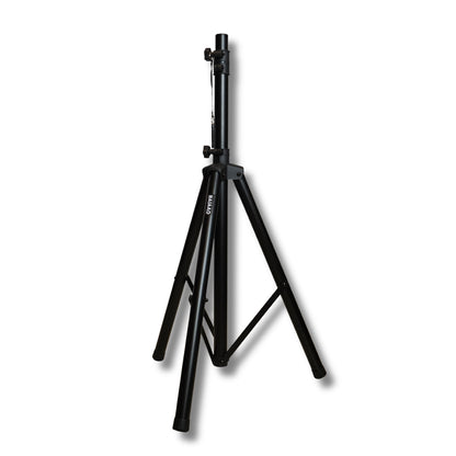 Bajaao SS019 Heavy-Duty Adjustable Tripod Speaker Stand with Safety Locking Pin & Foldable Legs – Black