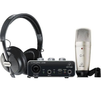 Behringer U-PHORIA STUDIO Recording Podcasting Bundle with Audio Interface, Microphone & Headphones