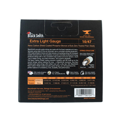 Black Smith Nano Coated Phosphor Bronze Acoustic Guitar Strings