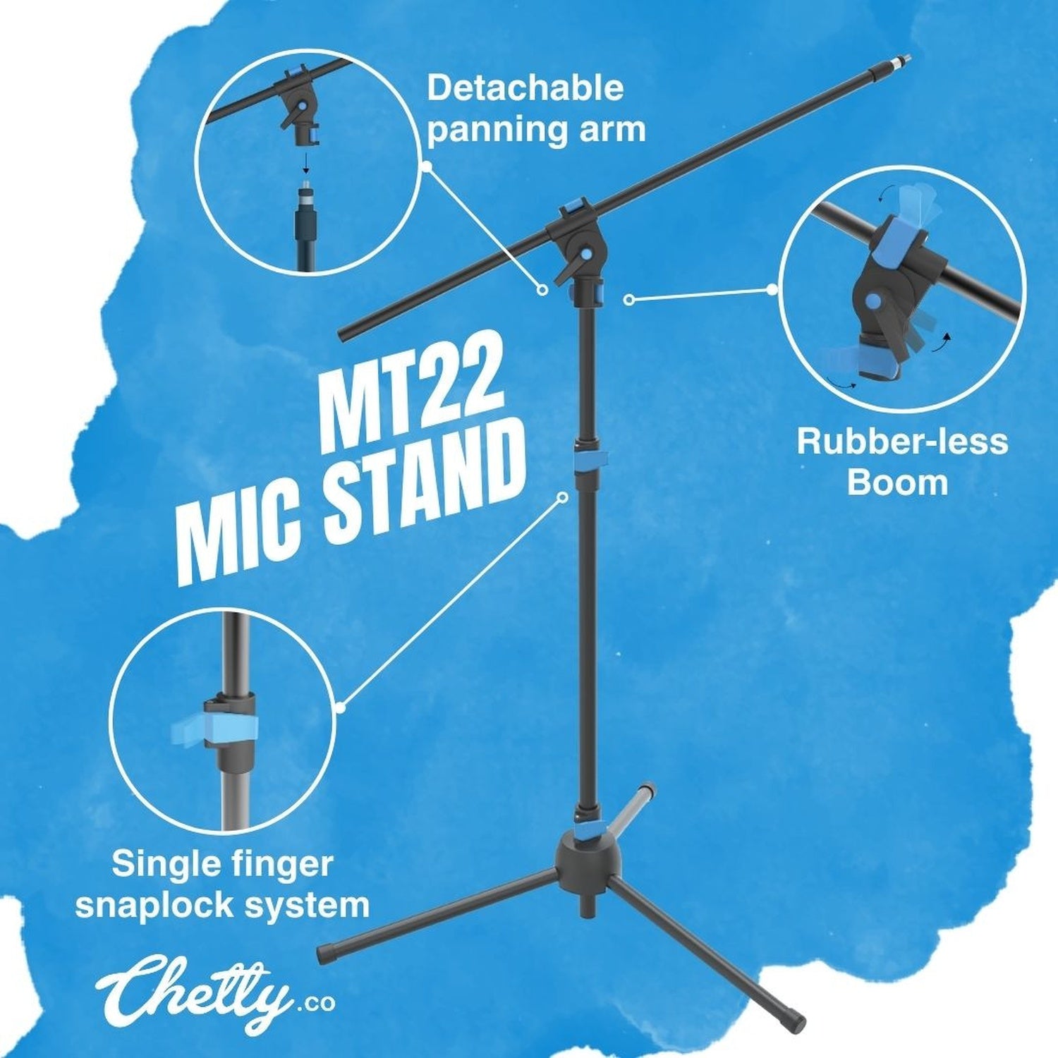 Chetty MT22 Professional Microphone Stand with Detachable Boom Arm