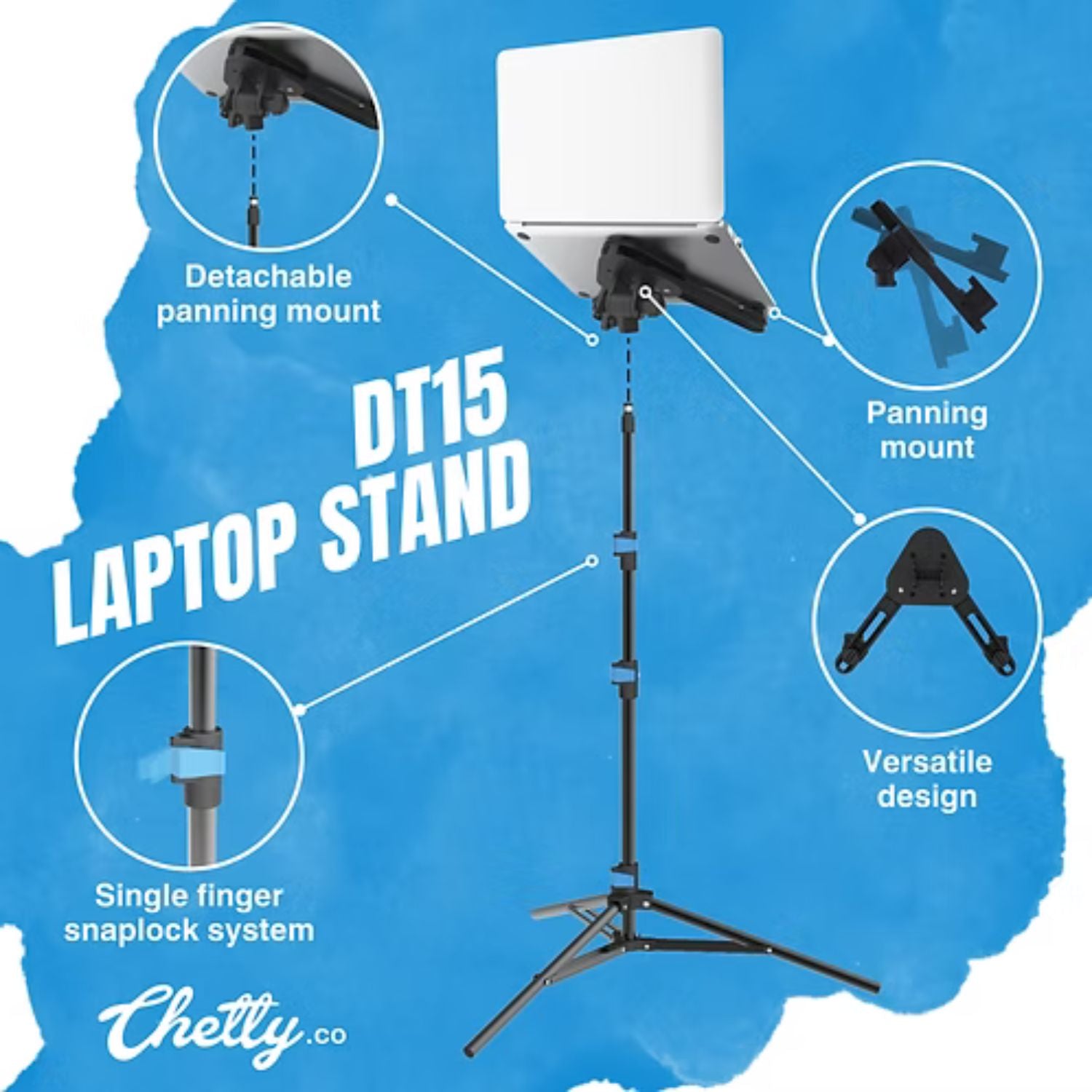 Chetty DT15 3-in-1 Portable Tripod Stand for Laptop Tablet Phone