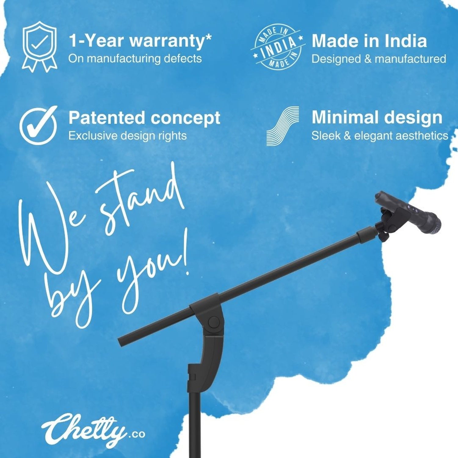 Chetty MT11 Tripod Microphone Stand with Telescopic Boom Arm