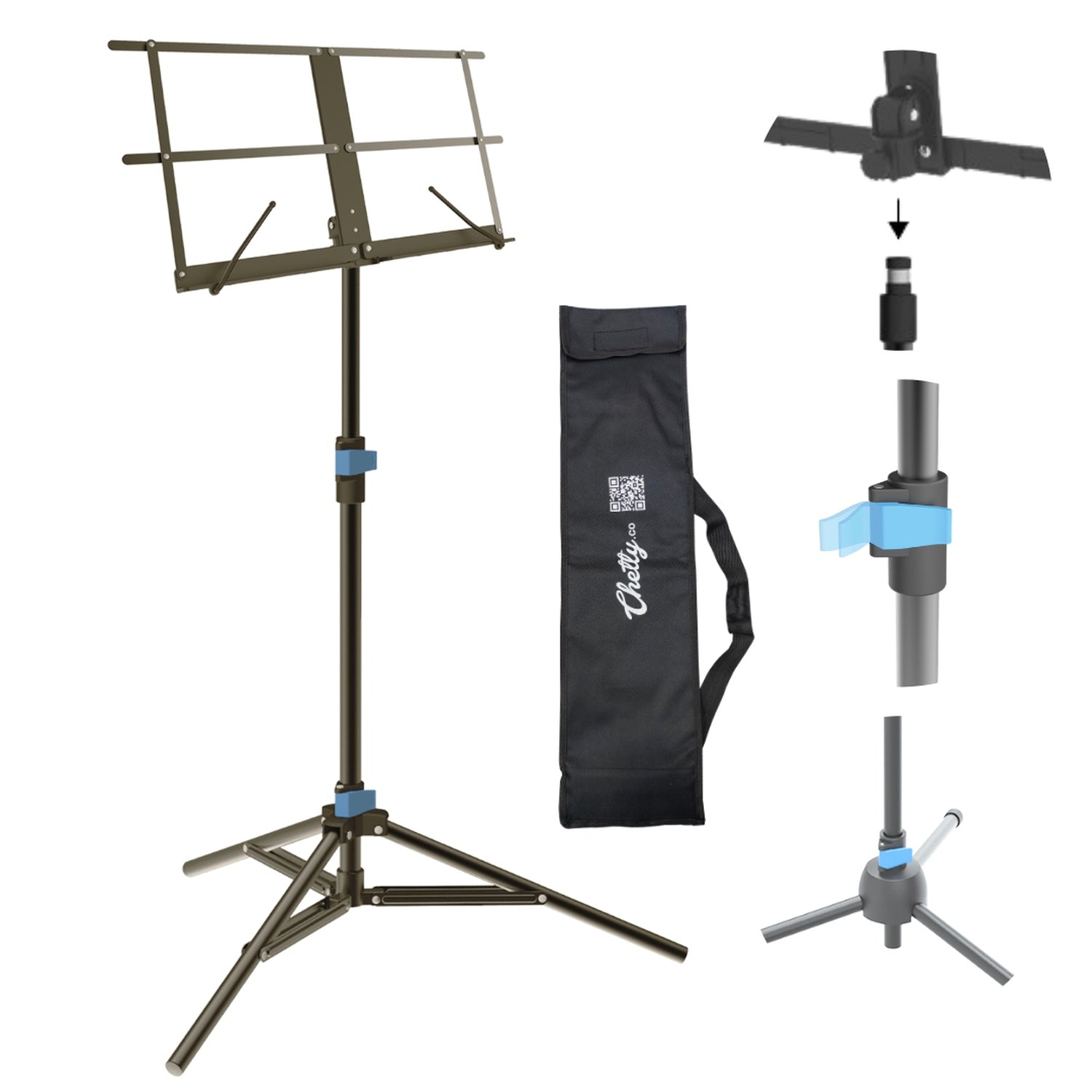 Chetty RT23 Collapsible Tripod Music Stand with Detachable Music Mount