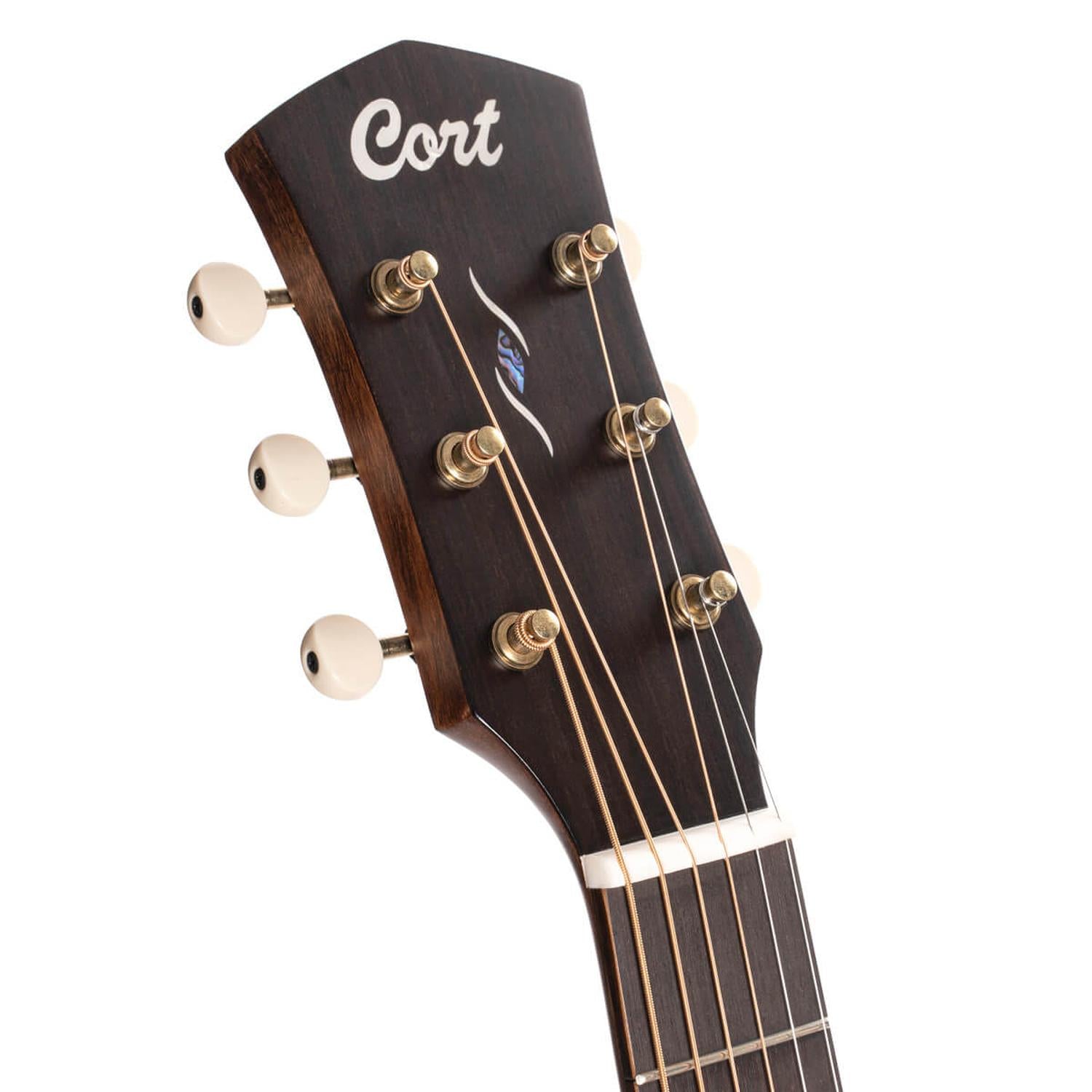 Cort Core Series PE Mahogany 6-Strings Electro Acoustic Guitar With Bag- Open Pore Black Burst