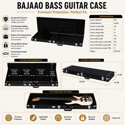 Bajaao Bass Guitar Cases Bajaao Electric Bass Guitar Hardshell Case