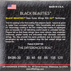 DR String BKB6-30 Black Beauties Medium Bass Guitar 6 Strings Set - .030-.125