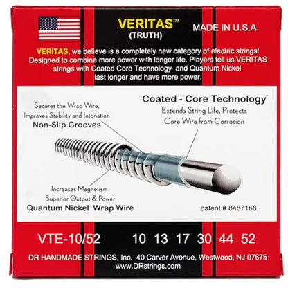 DR String VTE-10/52 Veritas Medium to Heavy Electric Guitar Strings Set - .010-.052