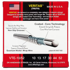 DR String VTE-10/52 Veritas Medium to Heavy Electric Guitar Strings Set - .010-.052